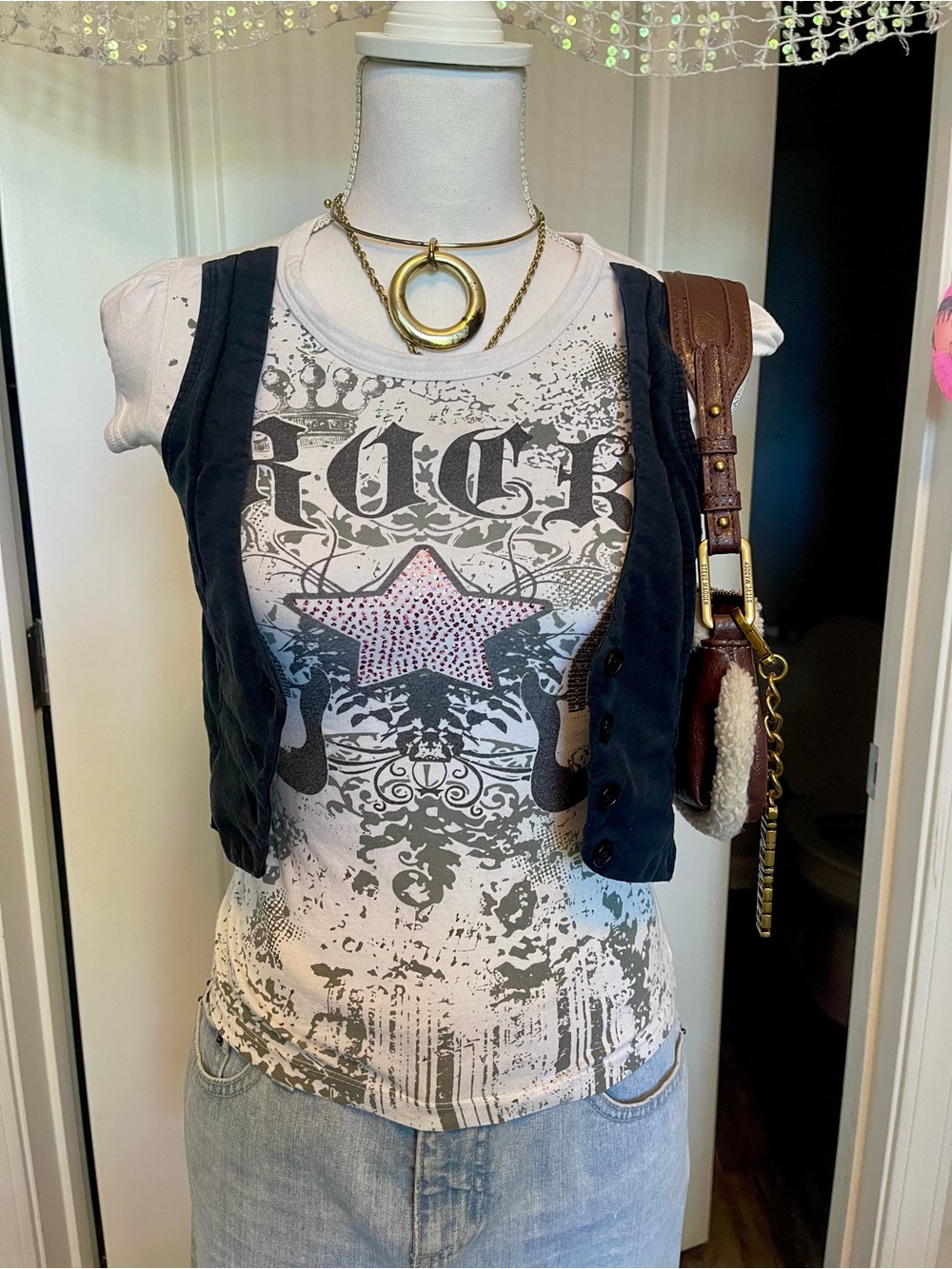 Xhilaration : Y2K Rock Star Layered Graphic Top!!